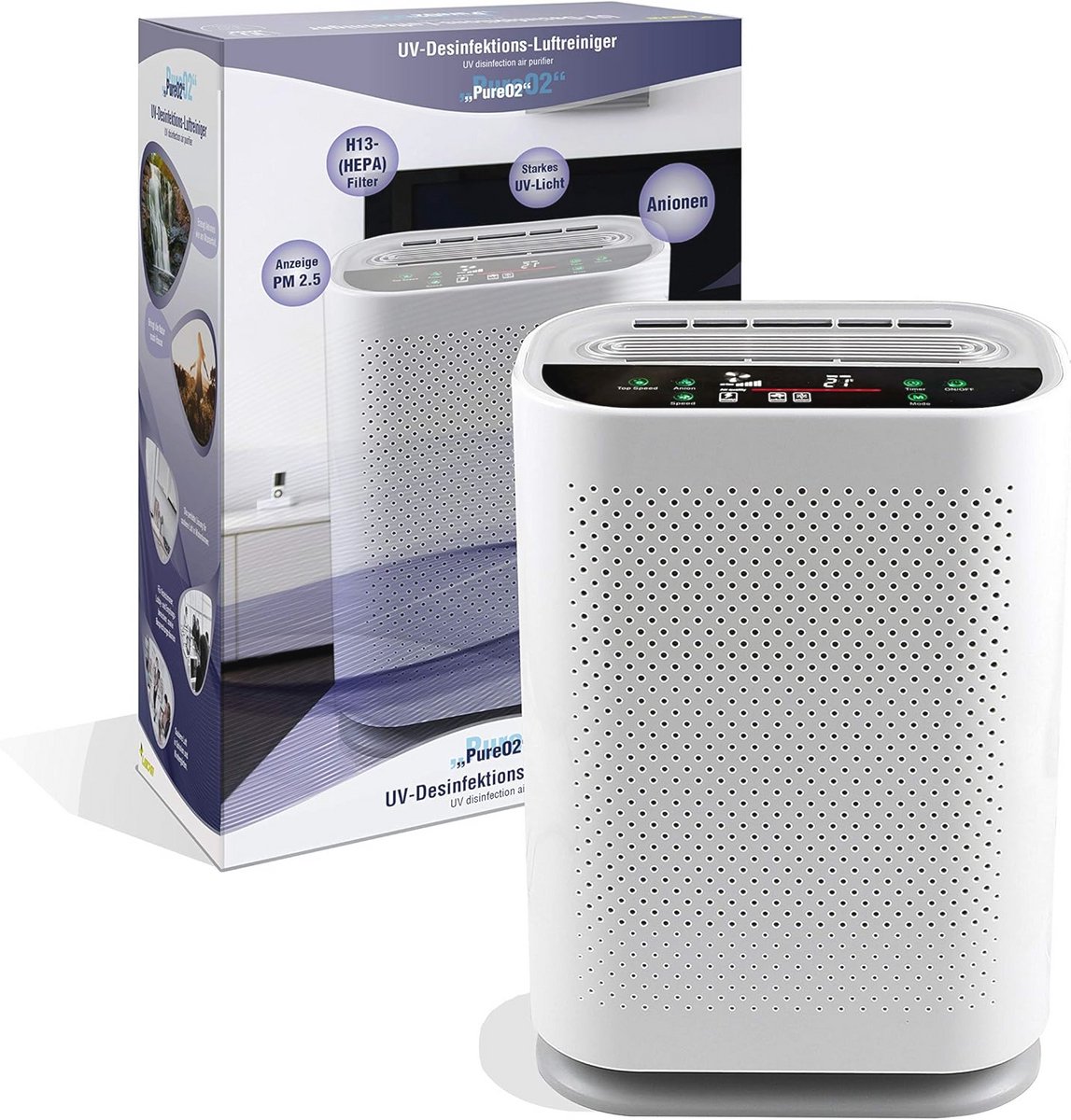 Luchtreiniger met UVC-lamp en dubbele luchtstroomtechnologie voor allergiebestrijding en geurverwijdering in middelgrote ruimtes tot 80 m² (9101017519231)