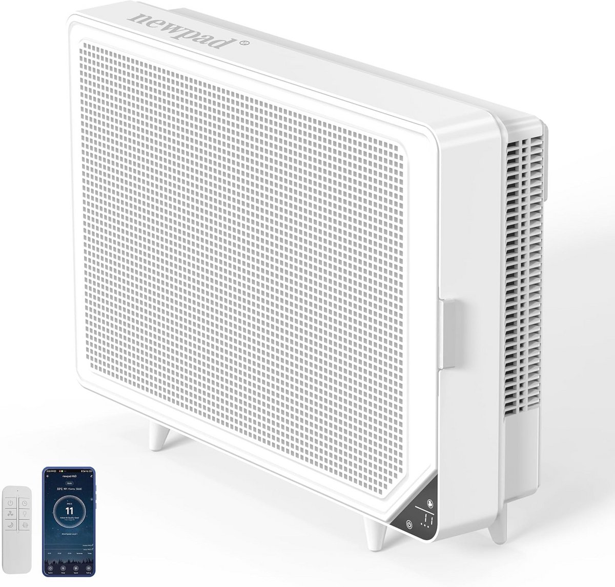 Luchtreiniger voor slaapkamer met HEPA-filter, slimme luchtreiniger voor grote kamers, actieve kool voor huisdieren, wifi en afstandsbediening (9101040115981)