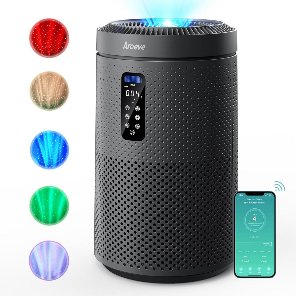 Luchtreinigers voor grote ruimtes met sterrenprojector en slim wifi (9101040888519)