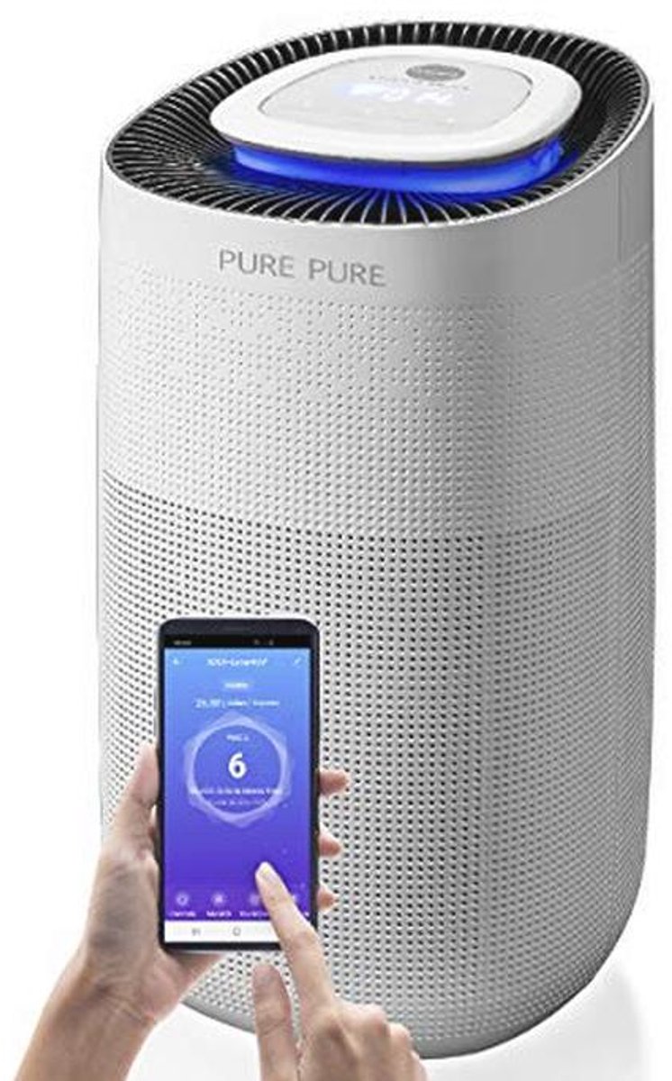 MACOM Enjoy & Relax 879 Pure Pure luchtreiniger, CADR van 400 m³/h, voor ruimtes tot 104 m², zeer nauwkeurige lasersensor PM2.5, antibacterieel HEPA-filter H13 en uv-licht (9101007698953)