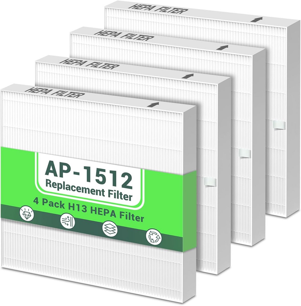 4 Stuks HEPA Filter Vervanging voor Luchtreiniger AP-1512HH (9101073977181)