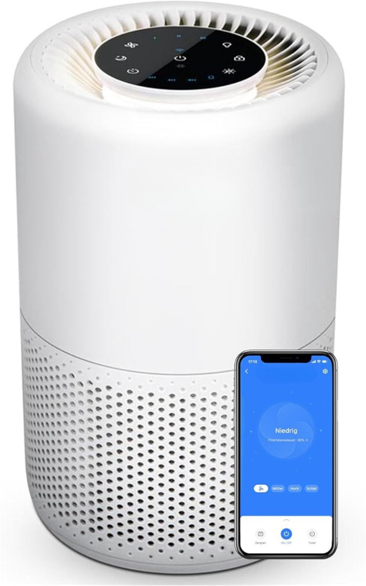 AMA® Luchtreinigers - Slimme Luchtreiniger - Luchtreiniger - 20.5x20.5x32cm - Wit (6153502516556)