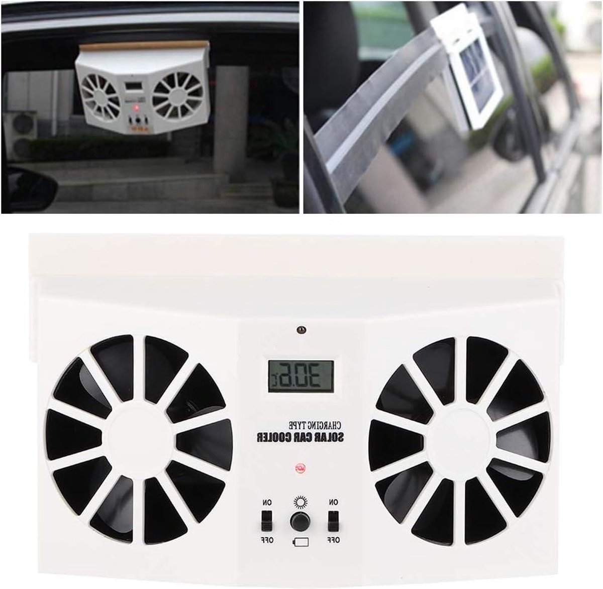 Achterruit Vents Ventilator Auto Radiator Draagbare Solar Ventilator Luchtreiniger - Wit - voor Auto's . (8785310265029)