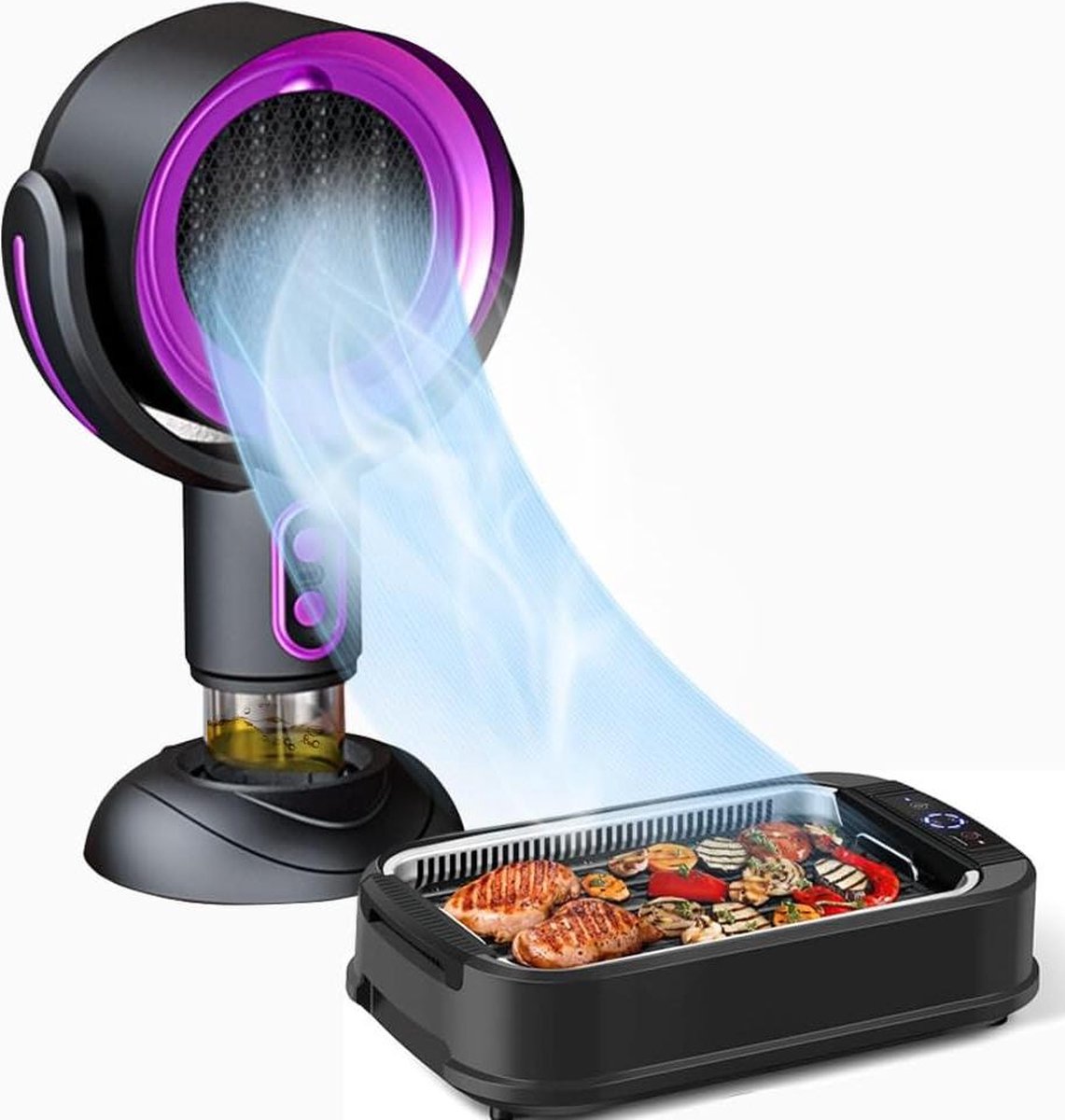 Draagbare afzuigkap en luchtreiniger - sterke zuigkracht - 2 snelheden - voor BBQ camping camper (8785304561038)