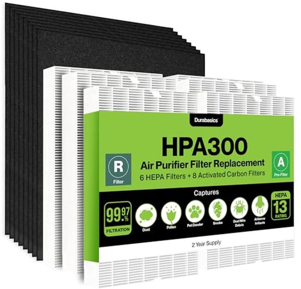 HEPA-filterset voor HPA300 luchtreinigers - Vervangingsfilters en actieve kool voorfilters (9101067412179)