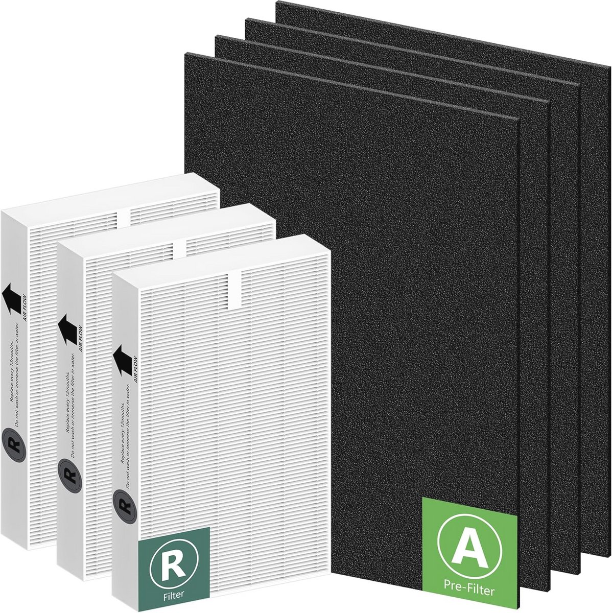 HEPA-filtervervanging voor luchtreinigers HPA300-serie - 3 HEPA-filters en 4 actieve koolstoffilters (9101017406845)