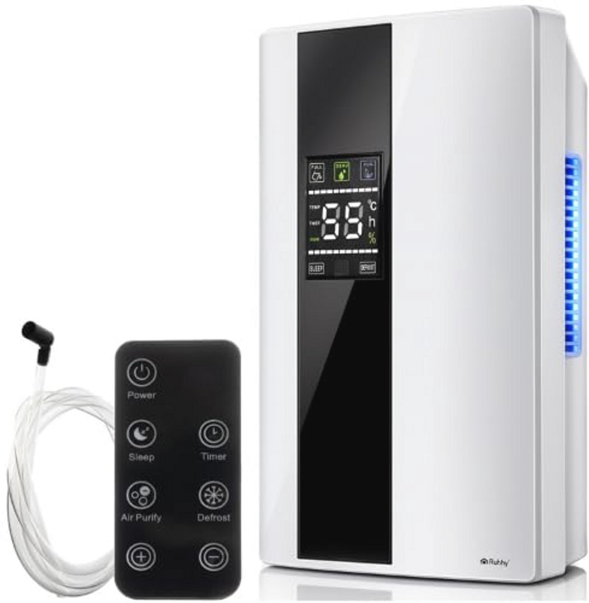 Luchtontvochtiger en luchtreiniger met UV, 90 W, 650 ml/dag, 2 l watertank, 25-30 dB, hygrostaat, timer, afstandsbediening (9101022369586)