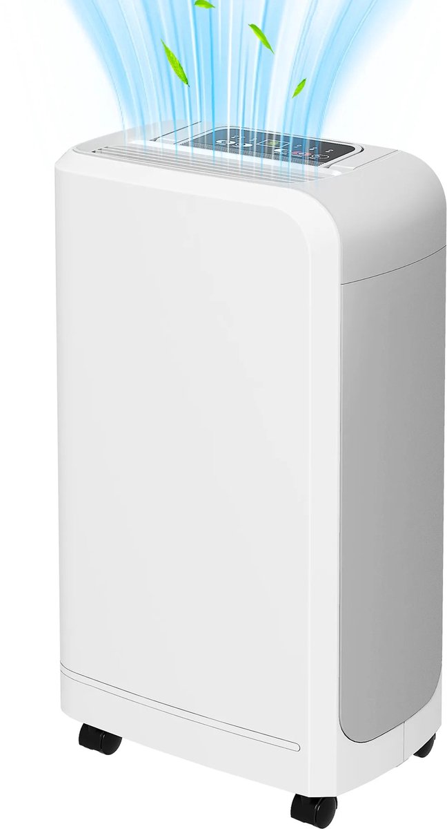 Ontvochtiger - Luchtontvochtiger - Dehumidifier - Vochtvreter - Luchtreiniger - Ontvochtigt 12L per Dag - 2L Waterreservoir - Wit (8721391066537)