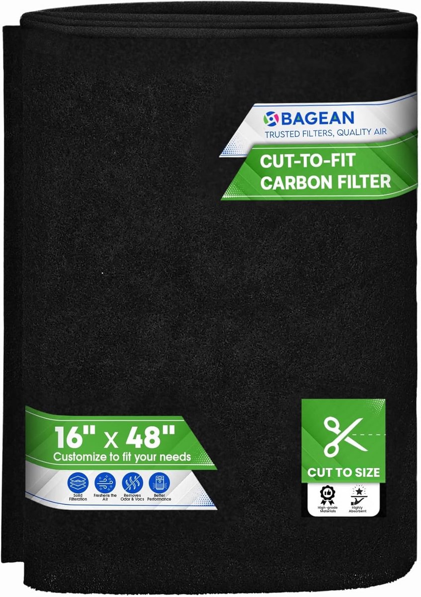 Op Maat Gesneden Actieve Koolfilterplaat - Houtskoolfilter voor Luchtreinigers, Ventilatie en Airco (40x123 cm) (9101076334592)