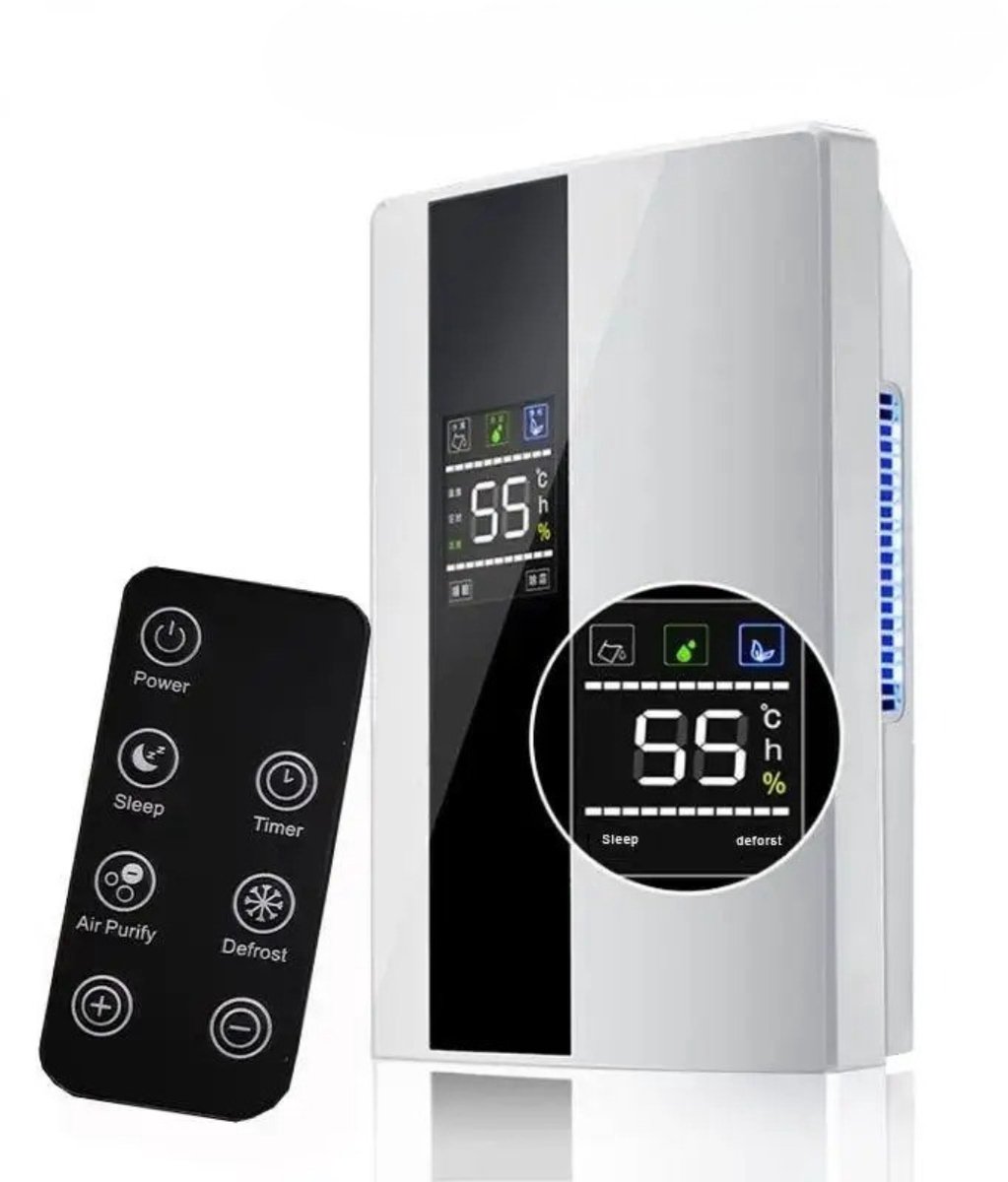 Sensova 2-in-1 Luchtontvochtiger en Luchtreiniger met Afstandsbediening - Krachtige Ontvochtiger en Dehumidifier tegen Vocht, Schimmel en Geur - Efficiënte Vochtvanger & Vochtvreter voor Slaapkamer, Kelder en Woonruimte (8721472381702)