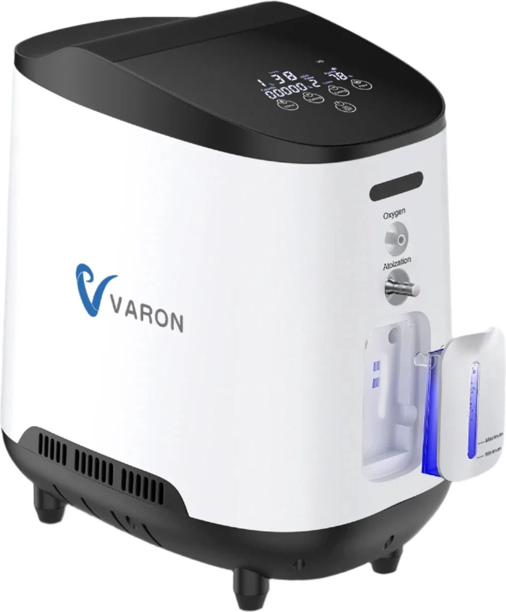 Varon - JY-105W - Zuurstofconcentrator - Oxygen Concentrator - Zuurstof Generator - Draagbaar - Zuurstofpomp - Pollen - Zuurstof - Luchtreiniger - 93%+/-3% - 1L-L/min - Wit (1972048616743)