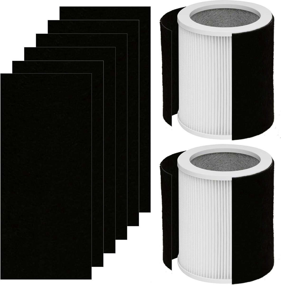 Vervangingsfilters voor Cilindrische Luchtreiniger: 2 Echte HEPA + 8 Koolstoffilters (9101078212614)