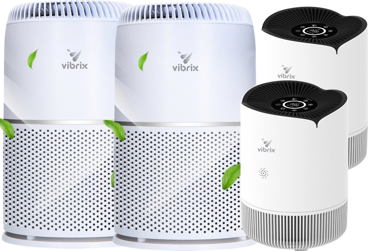 Vibrix Luchtreiniger Set F - Woonkamer en Slaapkamer - HEPA Filter - Ionisator - Luchtfilter - Air Purifier - Air Cleaner - PureFlow30 - Vortex20 (8721082170260)
