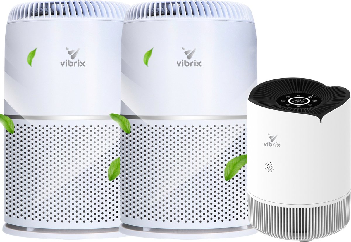 Vibrix Luchtreiniger Set G - Woonkamer en Slaapkamer - HEPA Filter - Ionisator - Luchtfilter - Air Purifier - Air Cleaner - PureFlow30 - Vortex20 (8721082170253)