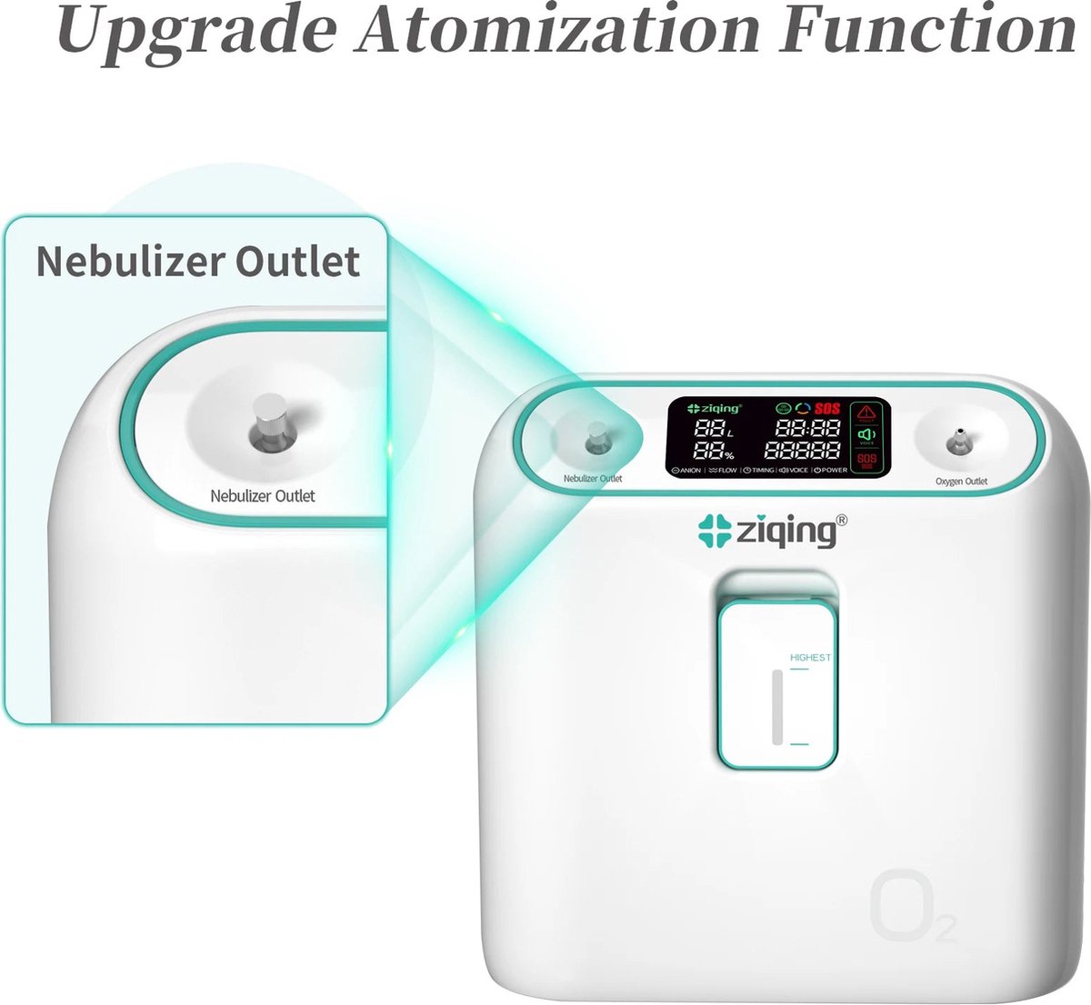 Ziqing - Zuurstofconcentrator - 2 in 1 - Zuurstof Generator - Oxygen Concentrator - Zuurstof - Zuurstofpomp - Luchtreiniger - Pollen - Draagbaar - 48 uur - 1-8L per min - Wit (8554713669754)
