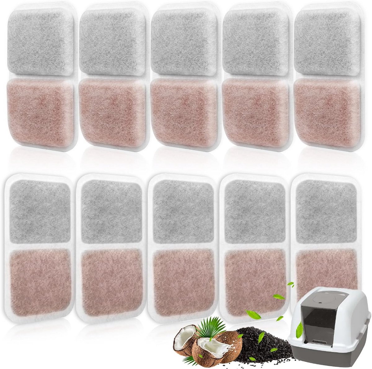 10x Koolstoffilters voor Kattenbak | Universele Geurabsorberende Luchtreiniger Pads (9101130472505)