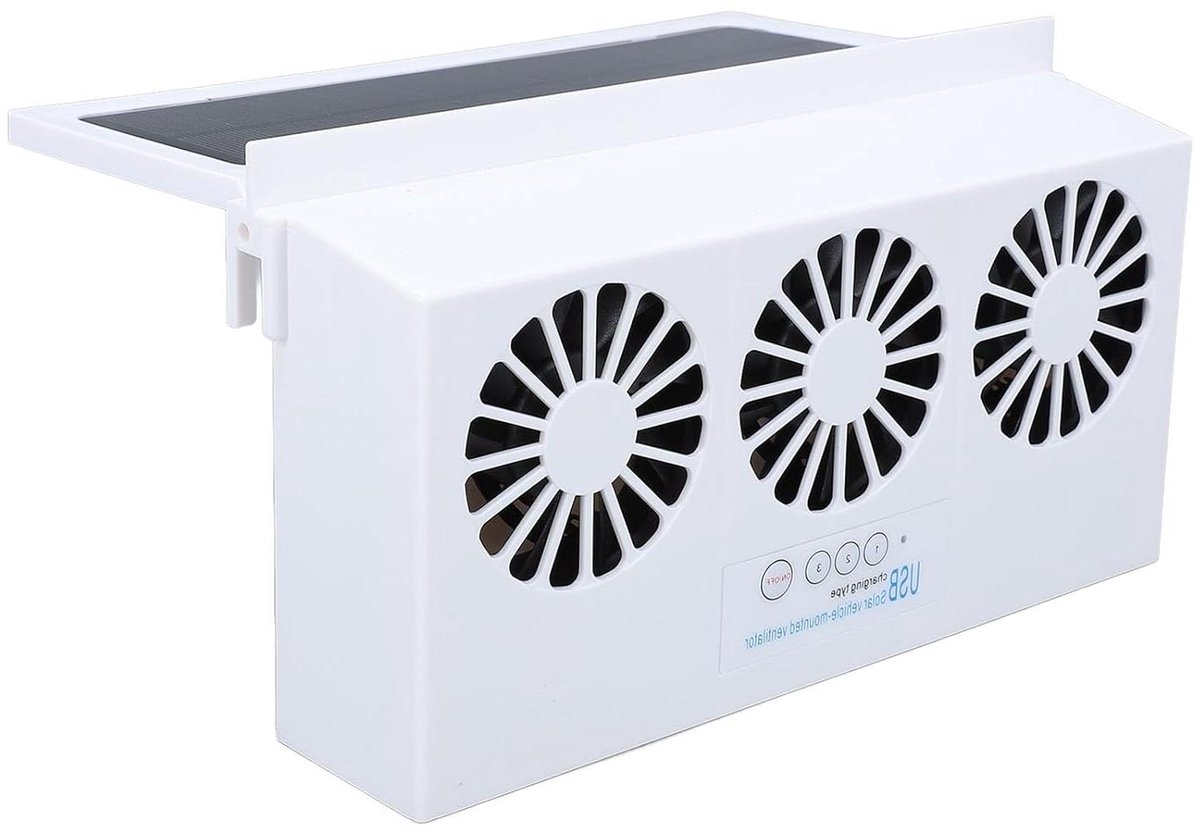 Auto-uitlaatventilator voor Autoruitkoeling en Luchtreiniging met Zonne-energie, USB-aangedreven, Energiebesparend. (8763216703593)