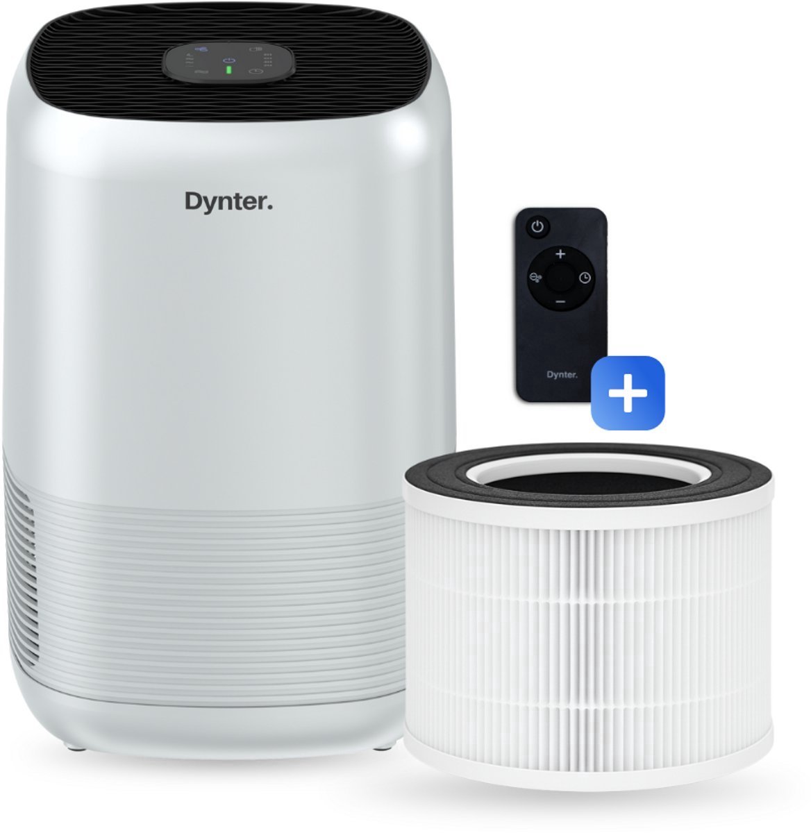 Dynter AirPure Plus - Luchtreiniger - Stil & Krachtig - Tegen hooikoorts, verkoudheid, allergie, stof en pollen - Automatische stand - met HEPA 13 filter & koolstoffilter - CADR 260 m3/h - Slaapstand - Voor slaapkamer, woonkamer, kantoor (PA244) (8721325892300)