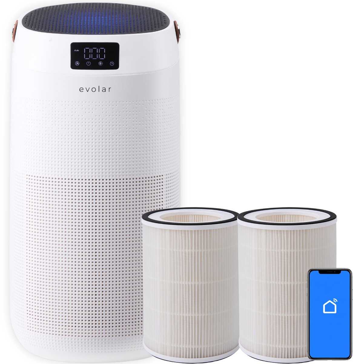 Evolar Luchtreiniger met 2x HEPA 13 Filter - CADR: 400m3/h - Air Purifier - Slaapmodus - Luchtkwaliteit Indicator - Pure4 + (6150705318345)
