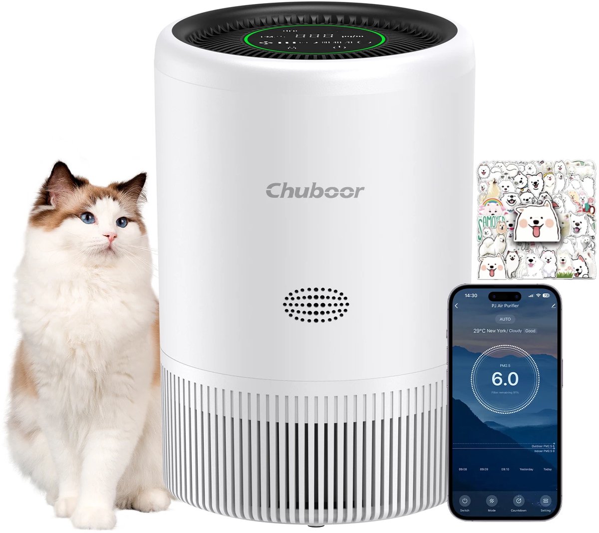 LeeuwenChoice® Slimme Luchtreiniger - Bediening Via App - Hepa Luchtreiniger - Luchtbevochtiger - Woonkamer, Slaapkamer (6151241822846)