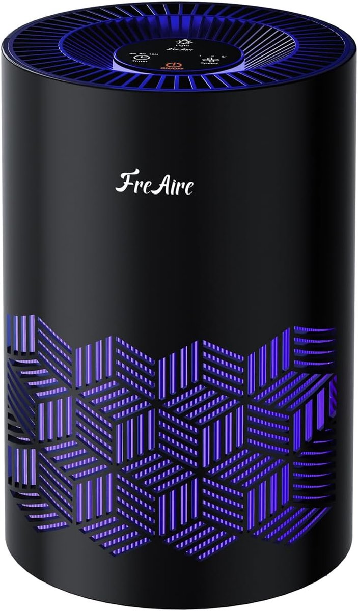 Luchtreiniger Slaapkamer - Luchtzuiveraar Home - Verbeter Luchtkwaliteit - HEPA Filtratie - Tot 1086 ft² - Zwart (9101166350853)
