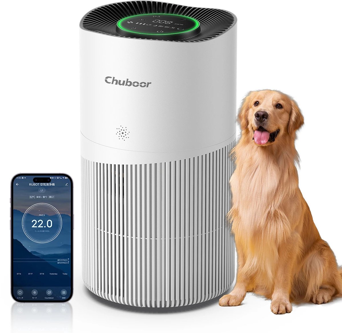 Luchtreiniger met H13 HEPA Filter - Wifi & App Bediening - Voor Huisdieren - Tot 120m² Dekking (8721447043666)