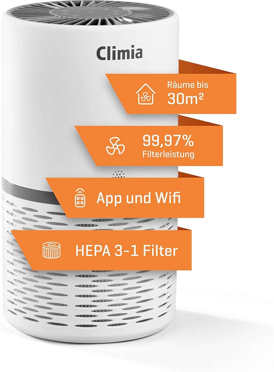 Luchtreiniger tot 30m² met HEPA H13 en Koolstoffilter | WiFi App Bediening (9101119046246)