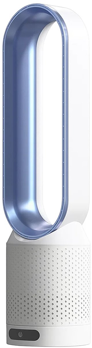 Maison Nordique - Ventilator - Ventilator Staand - Bladloze Ventilator - Luchtreiniger - 58cm x 14,5cm - 8 Snelheden - Afstandsbediening - Stil - Blauw/Wit (8721381770017)