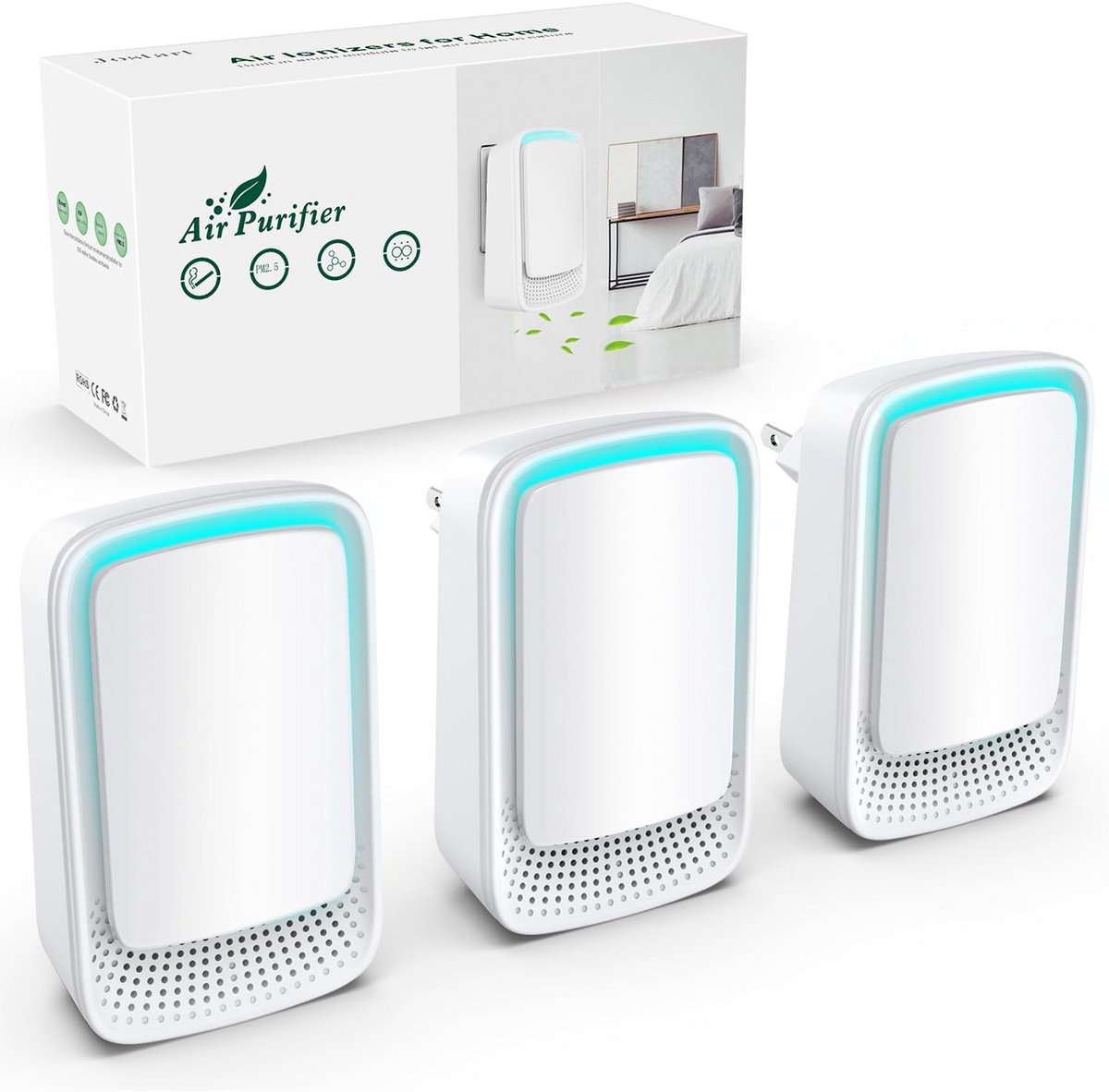 3-Pack Draadloze Luchtreiniger met Ionisator voor Binnenruimtes (9101121400753)