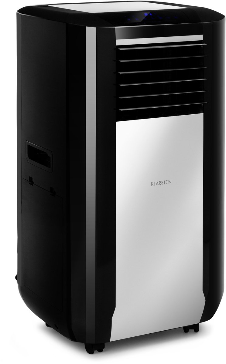 Klarstein airconditioner, 5-in-1 mobiele airconditioner, luchtontvochtiger, ventilator, nachtmodus, antibacteriële luchtreiniger, zeer stille & mobiele airconditioner met luchtafvoerslang, 15000 BTU, pikzwart (4060656449710)