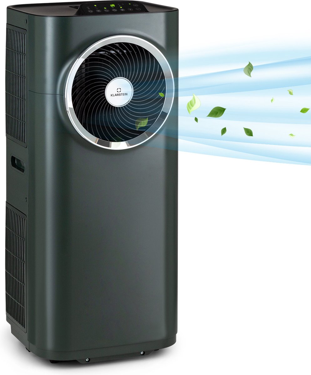 Klarstein mobiele airconditioner, 5-in-1 airconditioner, ventilator, luchtontvochtiger, luchtreiniger & nachtmodus, app-bediening, vlakke airconditioner met luchtafvoerslang, airconditioner, 11.500 BTU, antraciet (4060656505225)