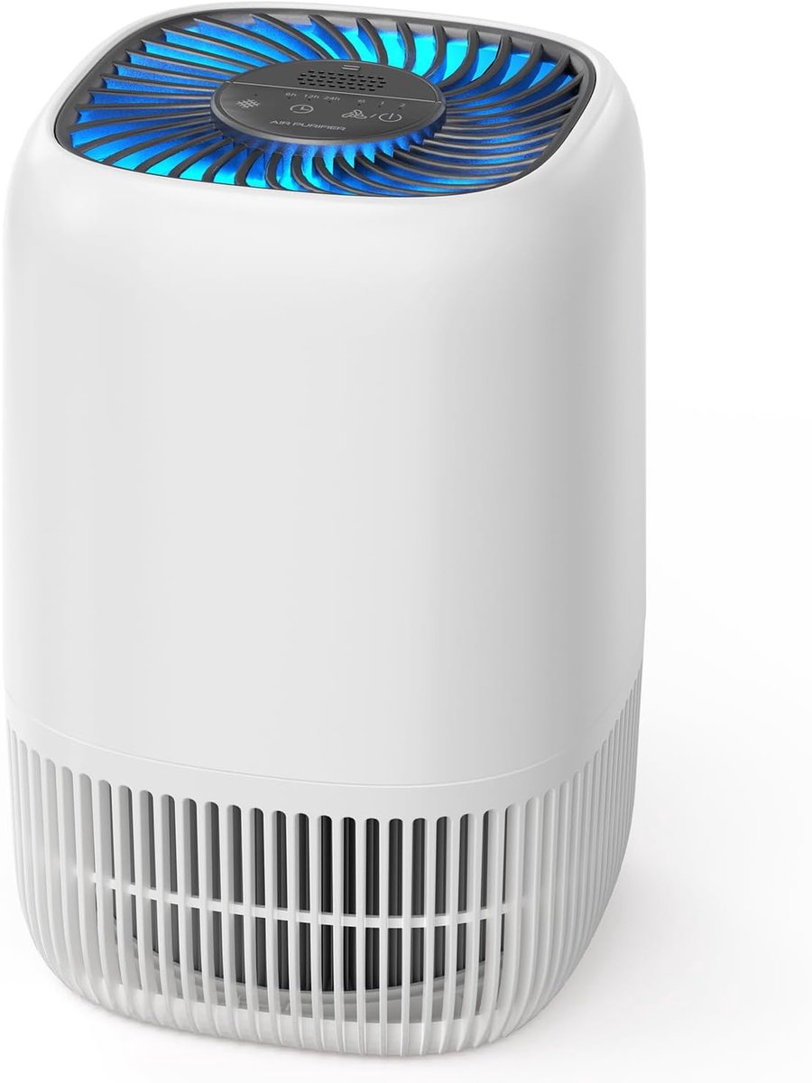 Luchtreiniger met H13 HEPA 3-traps filter, Luchtreiniger voor de slaapkamer, Energieverbruik 5W, Stil 22 dB met Aroma Vermindert pollen, rook en dierenhaar (6153723147164)