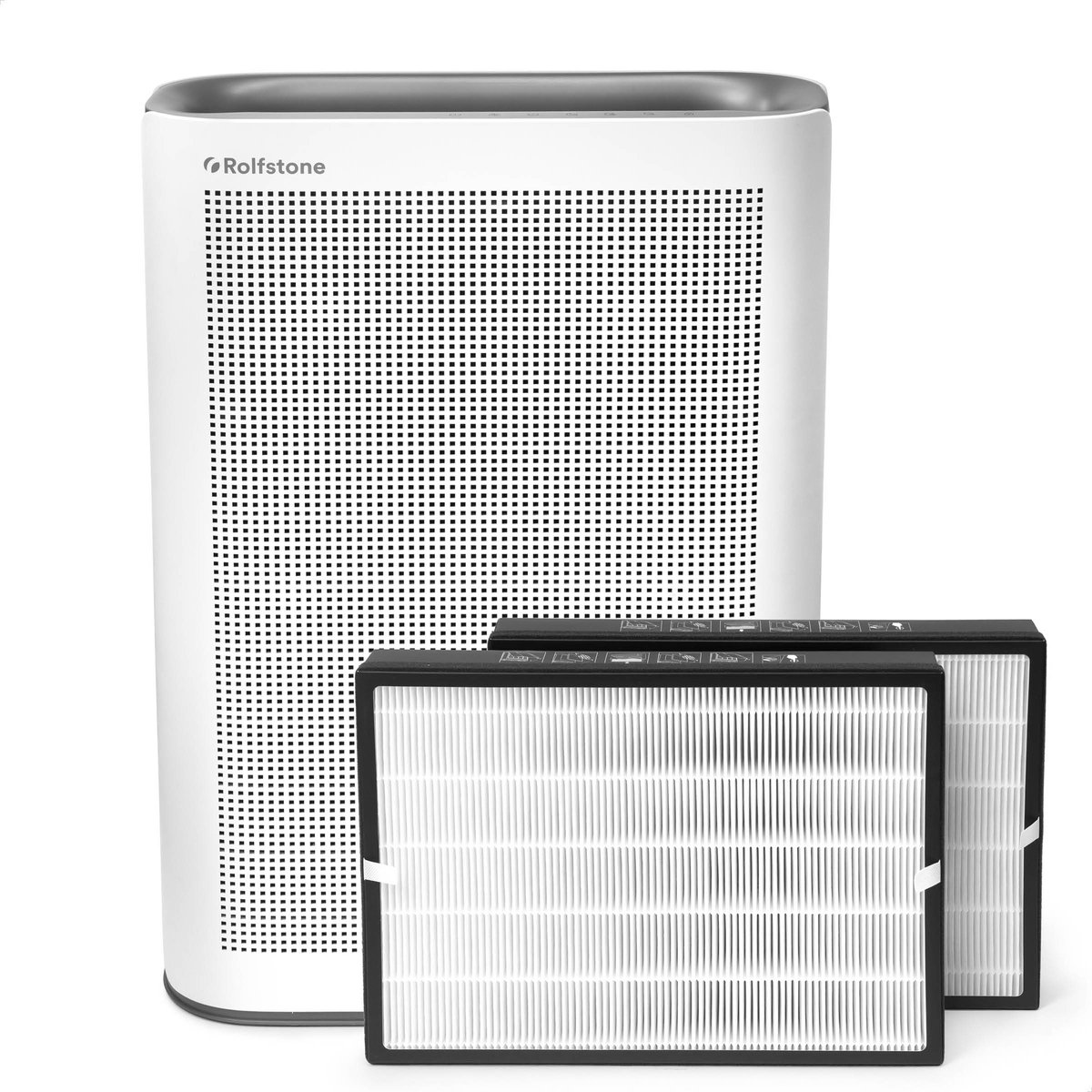 Rolfstone Air Balance Ultra - Luchtreiniger / Air Purifier met vervangbaar HEPA 13 filter + koolstoffilter - CADR: 660m3/h. - Werkt tegen huisstofmijt, hooikoorts, allergie, stof, - 60m2 tot 144m2 - Slaapstand en auto-stand - Luchtkwaliteit indicator (8721398344003)