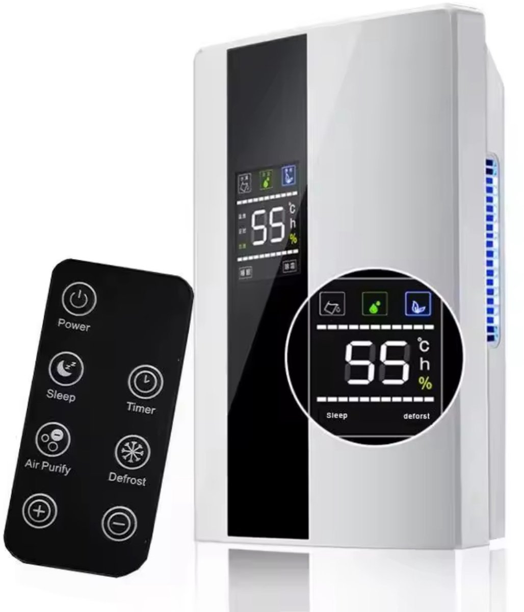 Sensova 2-in-1 Luchtontvochtiger en Luchtreiniger met Afstandsbediening - Krachtige Ontvochtiger en Dehumidifier tegen Vocht, Schimmel en Geur - Efficiënte Vochtvanger & Vochtvreter voor Slaapkamer, Kelder en Woonruimte (8721398304717)