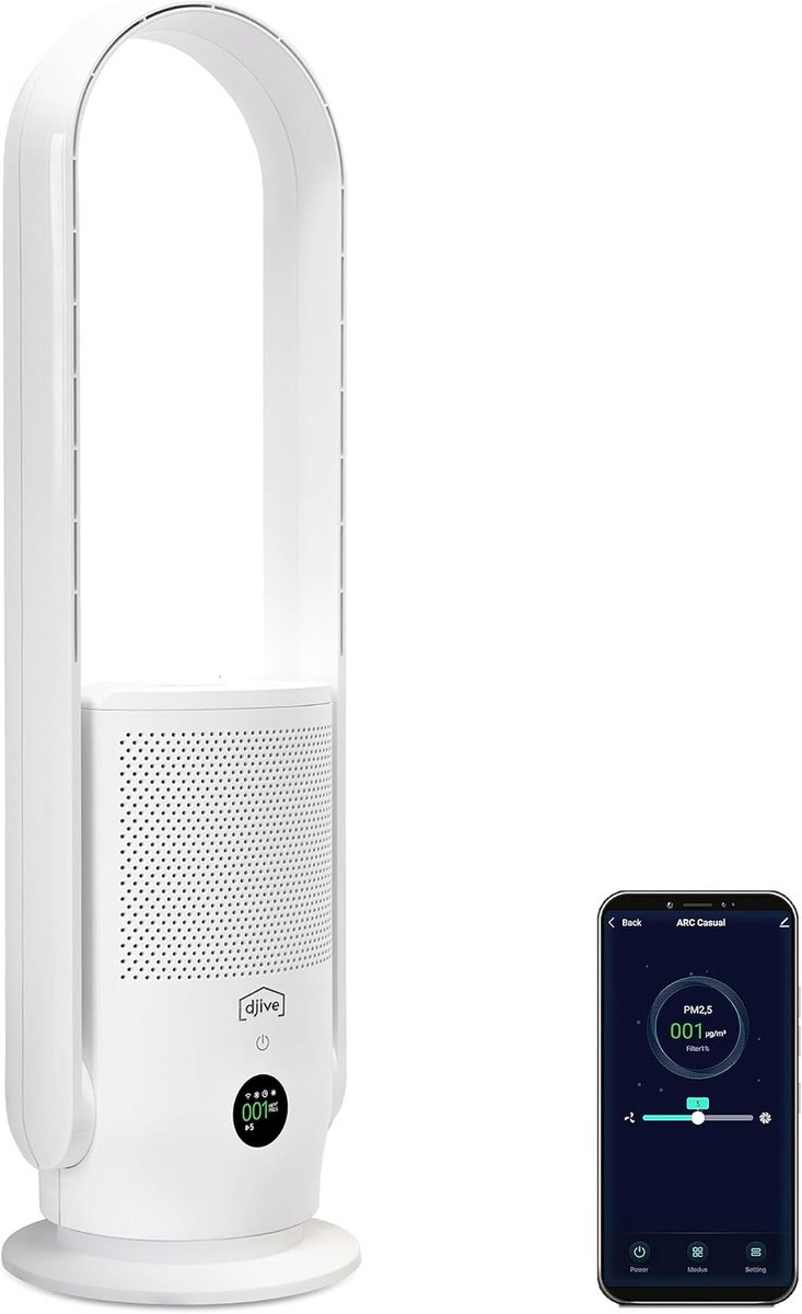 Stille Torenventilator met Luchtreiniger 2in1, App & Slimme Bediening (9101058029027)