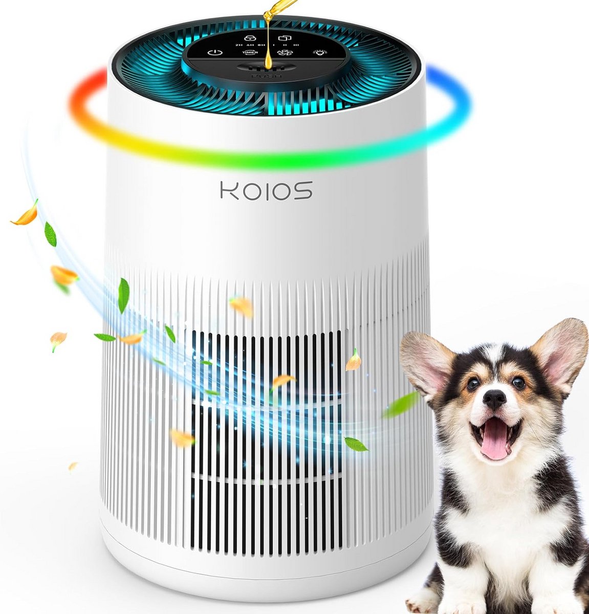 True HEPA Luchtreiniger voor Grote Kamer met 7 Kleuren Verlichting en Aromatherapie (9101053099841)