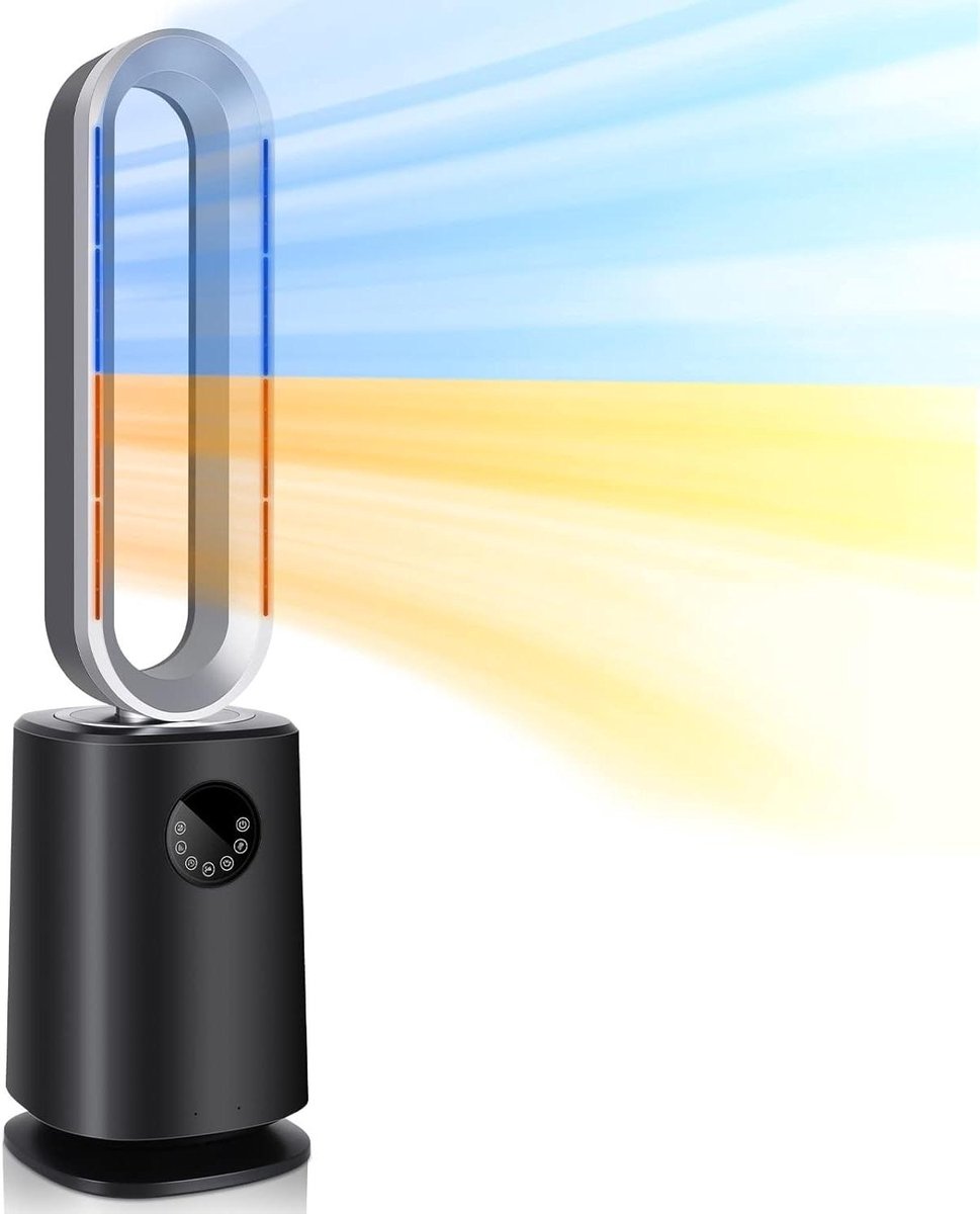 Ventilator Luchtreiniger - Torenventilator Zuilventilator - Klimaatbeheersing Jaarrond - 3-in-1 Bladloos Ontwerp - 35 Inch Hoogte - Zwart (9101180503938)