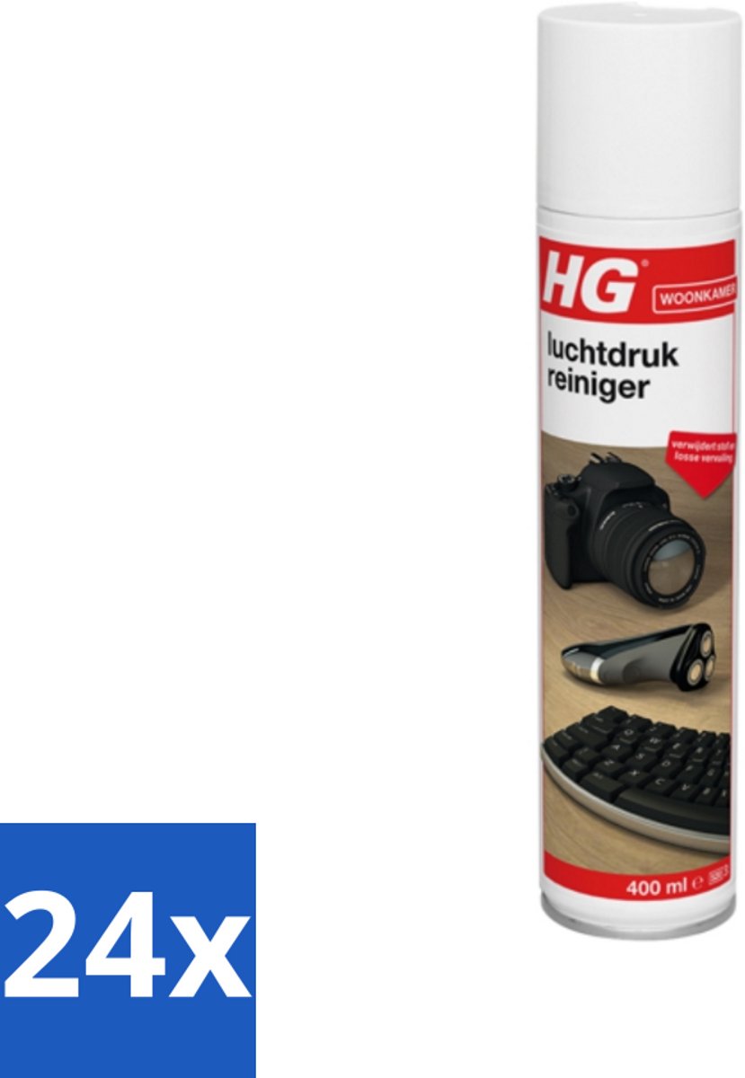 24 x HG - Woonkamer - Luchtdrukreiniger - Verwijdert Stof & losse Vervuiling - 400 ml - Luchtreiniger - Stofzuiger - Elektronica Reiniging - Stof Verwijderen - Vuil Verwijderen (8721418313859)
