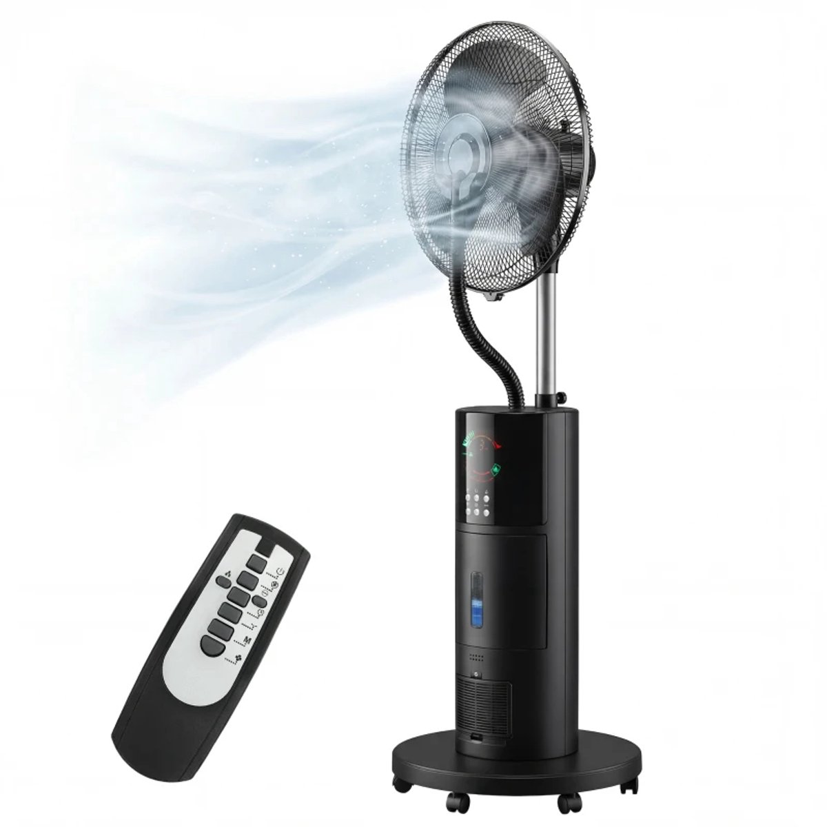 4-in-1 Ventilator met Luchtbevochtiger, Luchtreiniger & Muggenverjager - Vloerventilator - Staande Ventilator met 2,3L Reservoir, Timer & Afstandsbediening - 3 Snelheden - Fan - 120° Draaibaar - 3 Standen - Koelventilator - Zwart (8721317520365)