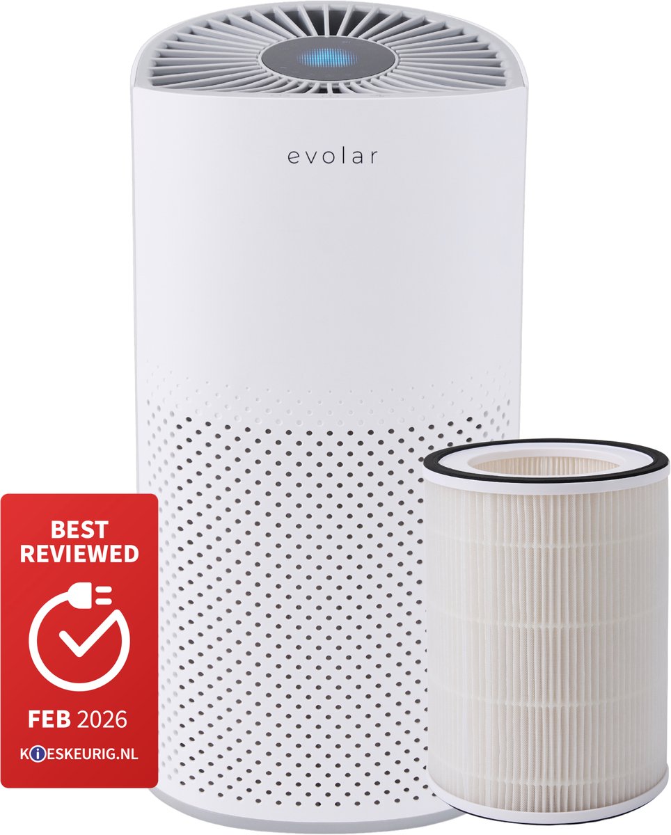 Evolar Luchtreiniger met HEPA 13 Filter - CADR: 200m3/h - Air Purifier - Slaapmodus - Luchtkwaliteit Indicator - Pure4 (6150704290253)