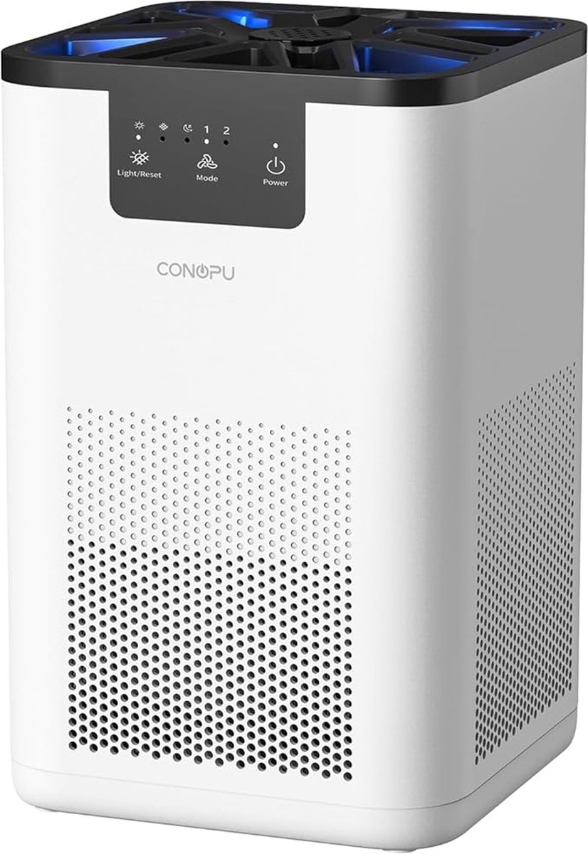 Luchtreiniger - Air purifier - HEPA H13-filter - Voor thuis en slaapkamer - 3-staps filtratie - Aromatherapie functie en Nachtlamp (8721042287236)