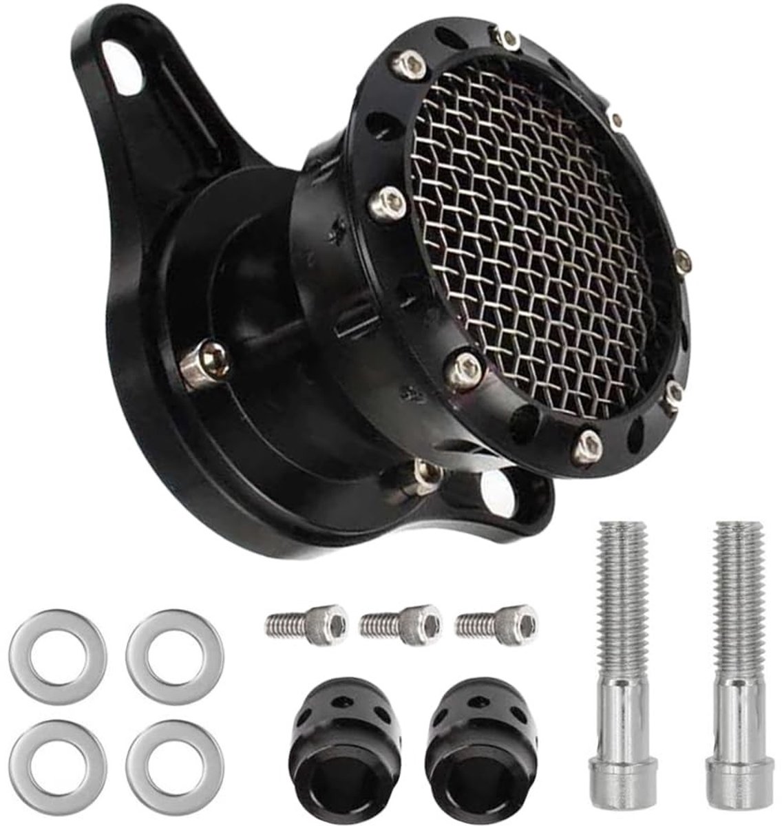 aladdien - Motorfiets-luchtreiniger - Luchtfilter - Verhoogde prestaties - Zwart - Compatibel met Harley Sportster - Geschikt voor modellen van 1991... (2904300369981)