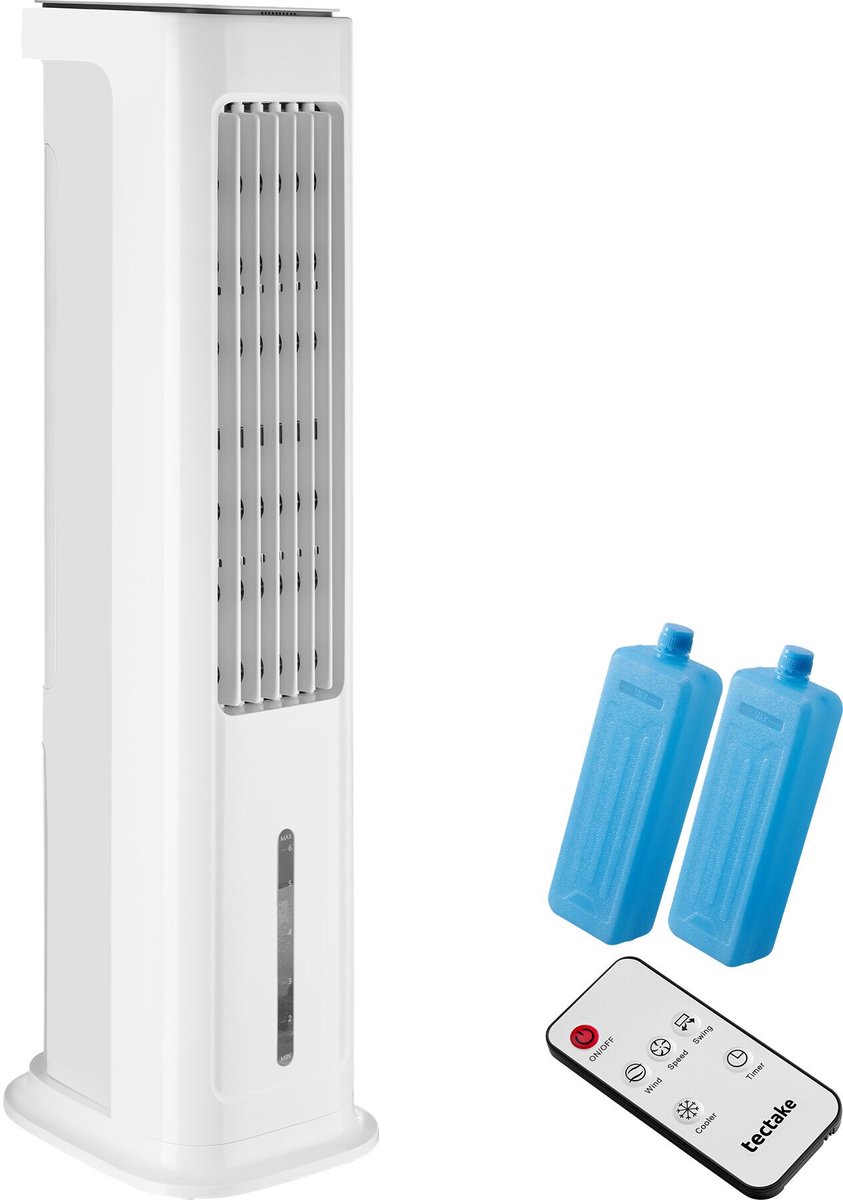 tectake® 4-in-1 Luchtkoeler Alaska - 5L Watertank - 3 Standen - Aircooler - Airco met Zwenkfunctie - Timer - Afstandsbediening - Koelelementen - Luchtbevochtiger - Ventilator - Luchtreiniger - Wit (4061173282446)
