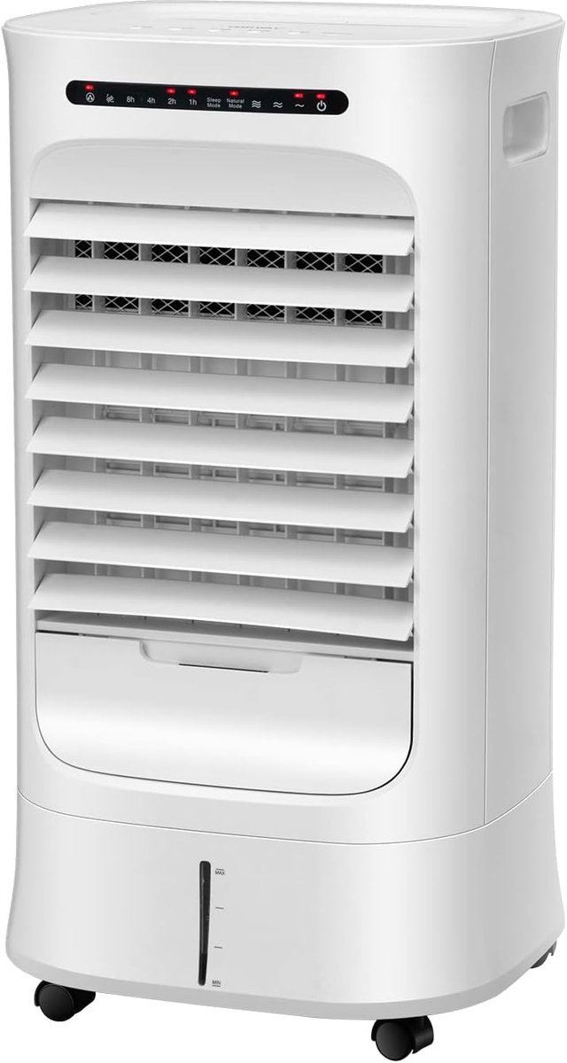 4-in-1 Mobiele Aircooler - Zonder Afvoerslang - 10L Waterreservoir - 15u Timer - Afstandsbediening - Koeling, Ventilator, Bevochtiger & Luchtreiniger - Wit (8721551331000)