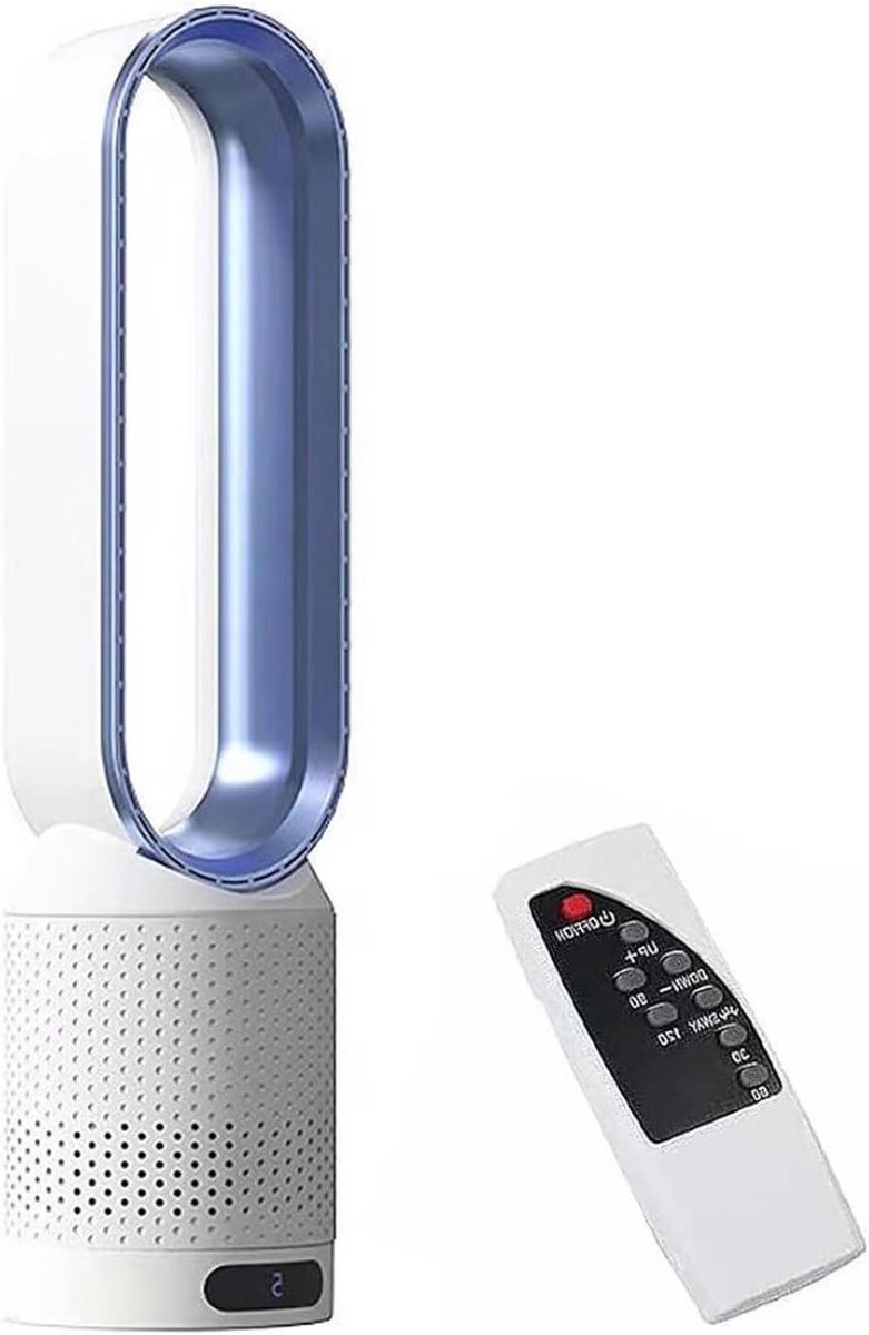 Torenventilator Luchtreiniger - Bladloze Ventilator - Frisse Lucht - 90 Graden Oscillatie - 58 cm Hoog - Wit Blauw (9101212034393)