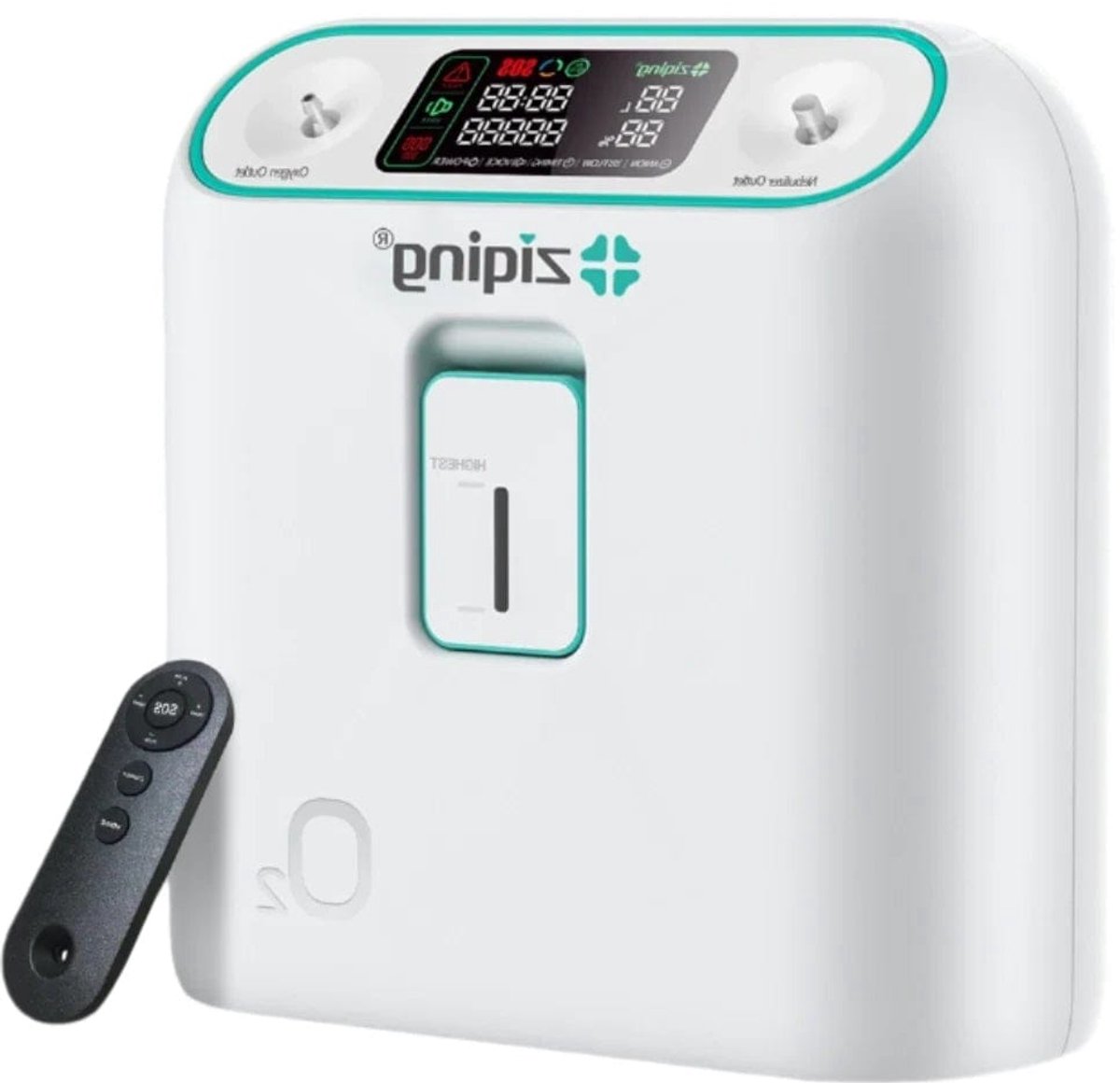 Zuurstofconcentrator - 2 in 1 - Zuurstof Generator - Oxygen Concentrator - Zuurstof - Zuurstofpomp - Luchtreiniger - Pollen - Draagbaar - 48 uur - 1-8L per min - Wit (8721577000348)