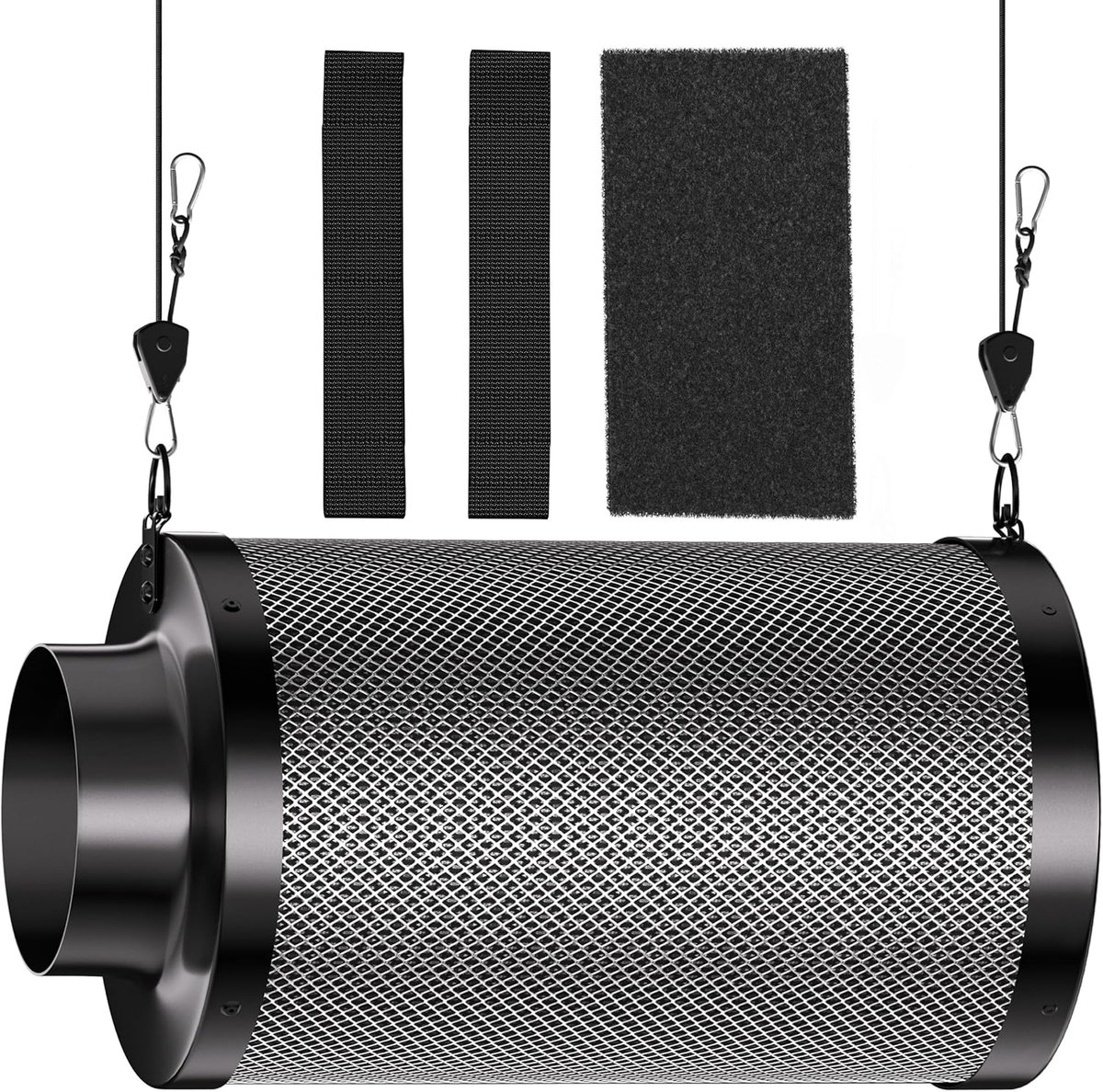 Actieve koolstoffilter, 150 mm met licht carbon, 300 mm lang, 38 mm dik houtskoolbed voor geurcontrole, geurverwijdering, luchtreiniger voor buisventilator, kweektenten, hydroculturen (2507406244352)